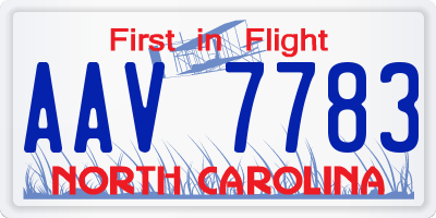 NC license plate AAV7783