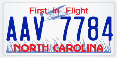 NC license plate AAV7784