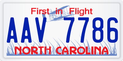 NC license plate AAV7786