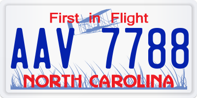 NC license plate AAV7788