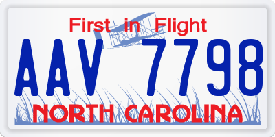 NC license plate AAV7798