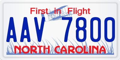 NC license plate AAV7800