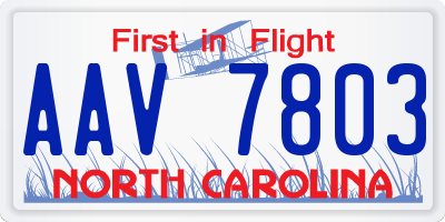 NC license plate AAV7803