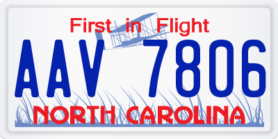 NC license plate AAV7806