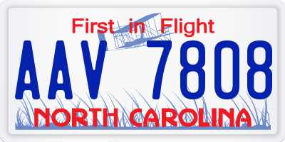 NC license plate AAV7808