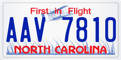 NC license plate AAV7810