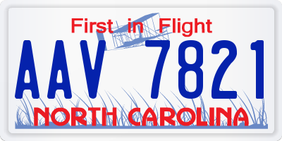 NC license plate AAV7821