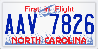 NC license plate AAV7826