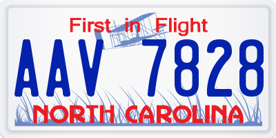 NC license plate AAV7828