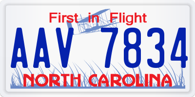 NC license plate AAV7834