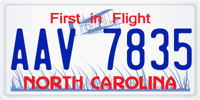 NC license plate AAV7835
