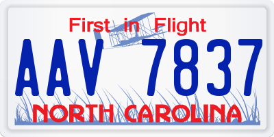 NC license plate AAV7837