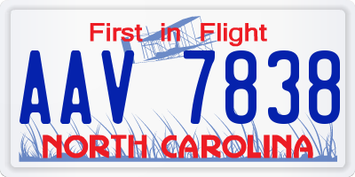 NC license plate AAV7838