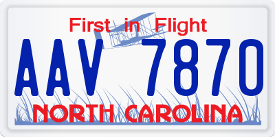 NC license plate AAV7870