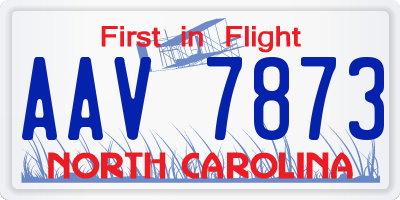 NC license plate AAV7873