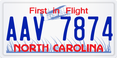 NC license plate AAV7874