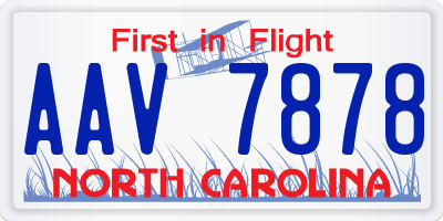 NC license plate AAV7878