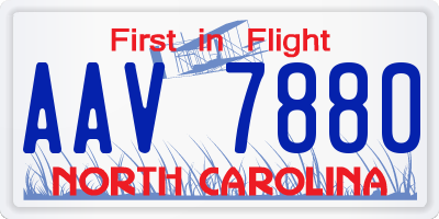 NC license plate AAV7880
