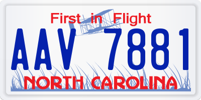 NC license plate AAV7881