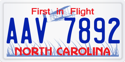 NC license plate AAV7892