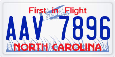 NC license plate AAV7896