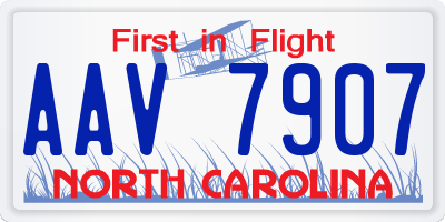 NC license plate AAV7907