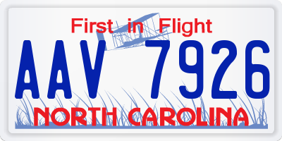 NC license plate AAV7926