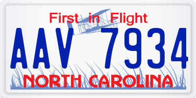 NC license plate AAV7934