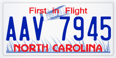NC license plate AAV7945