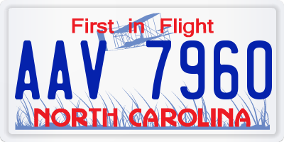 NC license plate AAV7960