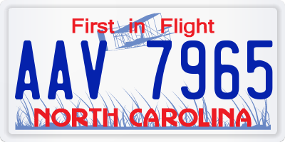 NC license plate AAV7965