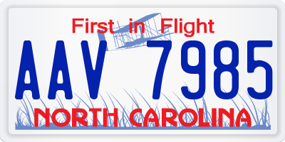 NC license plate AAV7985