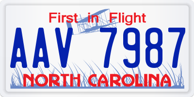 NC license plate AAV7987
