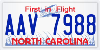 NC license plate AAV7988