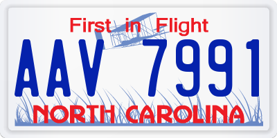 NC license plate AAV7991