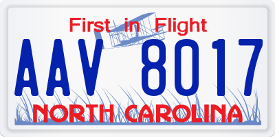 NC license plate AAV8017