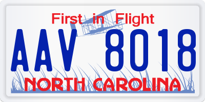 NC license plate AAV8018
