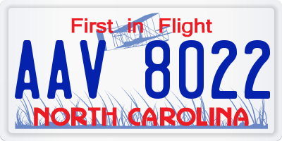 NC license plate AAV8022