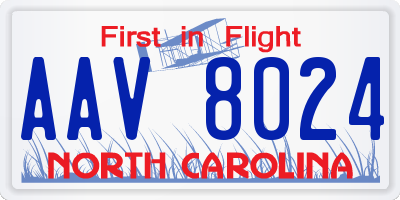 NC license plate AAV8024