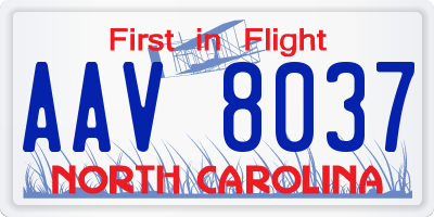 NC license plate AAV8037