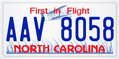 NC license plate AAV8058