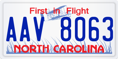 NC license plate AAV8063