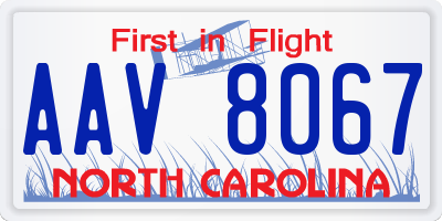 NC license plate AAV8067