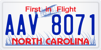 NC license plate AAV8071