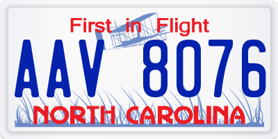 NC license plate AAV8076