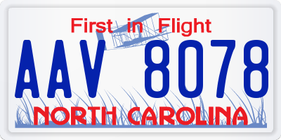 NC license plate AAV8078