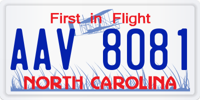 NC license plate AAV8081