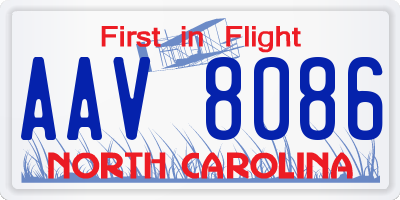 NC license plate AAV8086