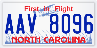 NC license plate AAV8096