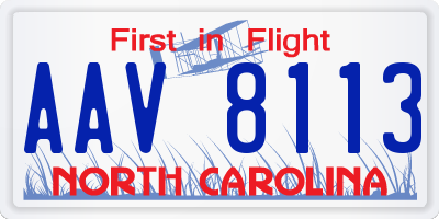 NC license plate AAV8113